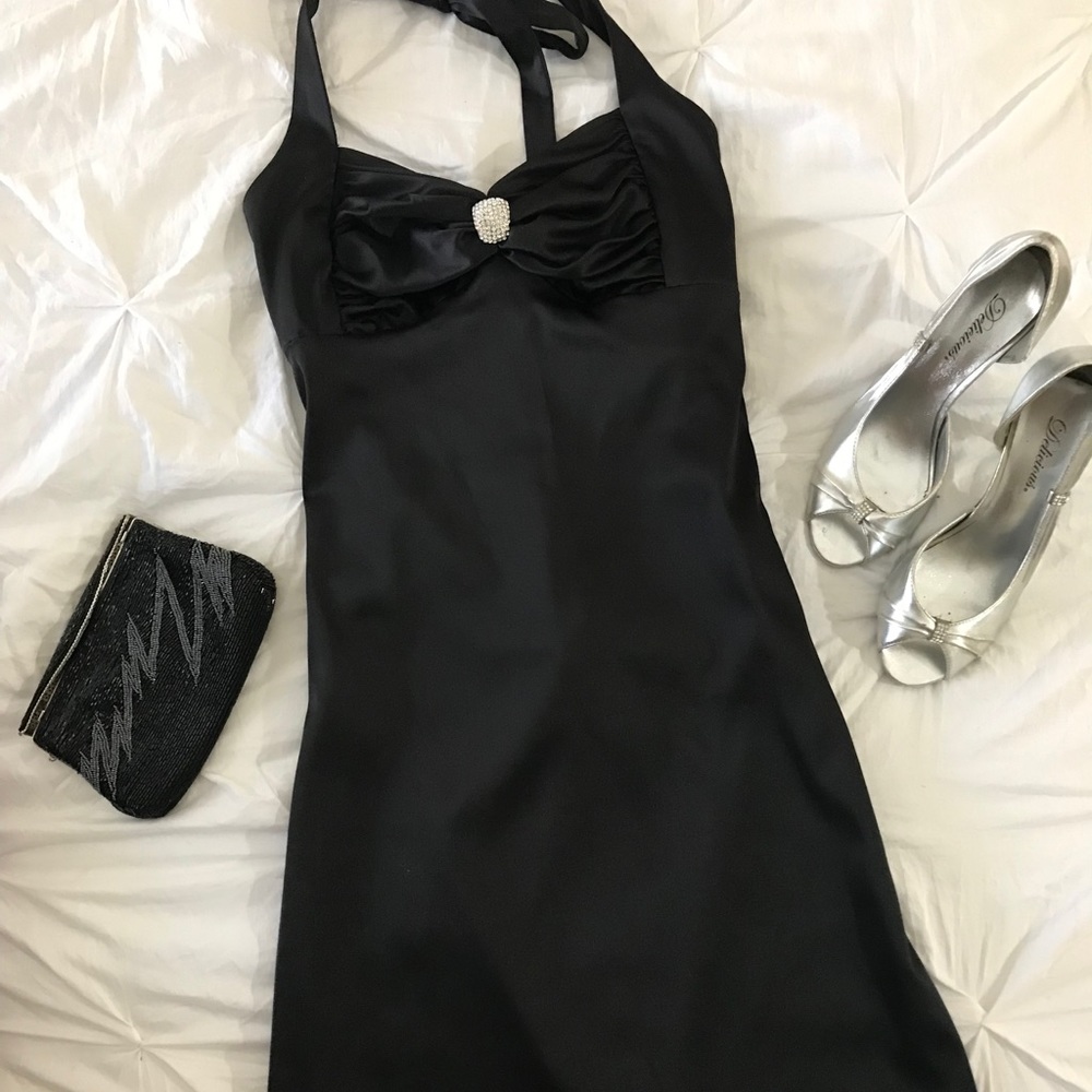 Black Mini Dress exposed back with knots